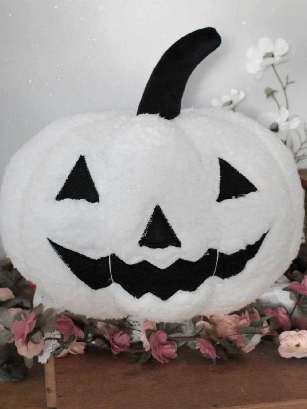 Mr Jack Black White Jack O Lantern Pumpkin Sherpa Throw Pillow Halloween Decor